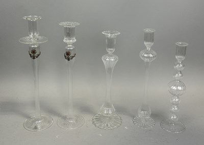 Lot 314 - A GROUP OF FIVE MURANO CANDLESTICKS (5)