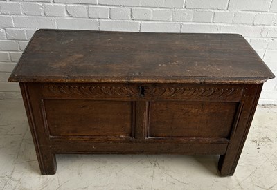 Lot 682 - AN ANTIQUE COFFER PROBABLY 17TH/18TH CENTURY