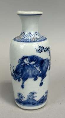 Lot 206A - A KANGXI PERIOD BLUE AND WHITE BOTTLE WITH A POEM