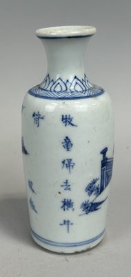 Lot 206 - A KANGXI PERIOD BLUE AND WHITE BOTTLE WITH A POEM