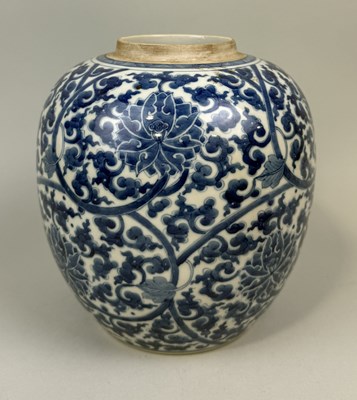 Lot 224 - A CHINESE PORCELAIN BLUE AND WHITE JAR