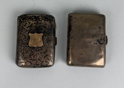 Lot 97 - TWO SILVER CIGARETTE CASES INCLUDING ONE WITH 9CT GOLD CARTOUCHE, ENGRAVED FOR 'TATHAM WILKES AND CO, 1915'