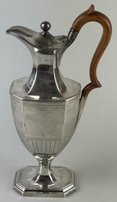 Lot 52 - A GEORGE III SILVER COFFEE POT MARKED G H...