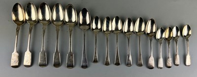 Lot 66 - A SET OF SIXTEEN SILVER SPOONS, to include six...