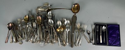 Lot 75 - SILVER PLATED AND STAINLESS STEEL CUTLERY,...