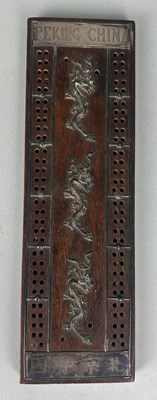 Lot 77 - A CHINESE SILVER AND ROSEWOOD GAME, with...