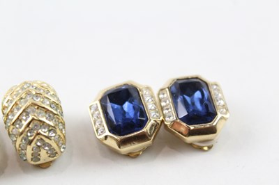 Lot 137 - CHRISTIAN DIOR GOLD TONE CLIP ON EARRINGS INC. STONE SET X2 35G