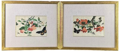 Lot 123 - TWO CHINESE RICE PAPER PAINTINGS OF FLOWERS...