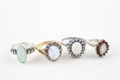 Lot 142 - COLLECTION OF STERLING SILVER OPAL RINGS X4 (14G)