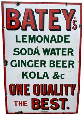 Lot 327 - AN ENAMEL SIGN FOR BATEY'S LEMONADE,

‘Batey’s...