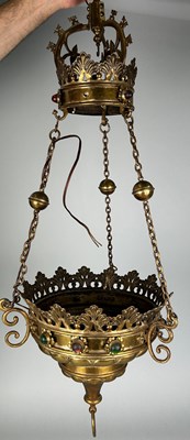 Lot 345 - A 19TH CENTURY BRASS HANGING LANTERN,...