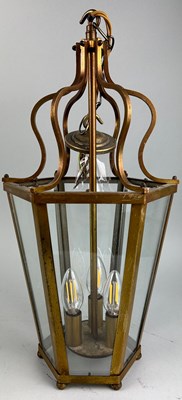 Lot 346 - A HEXAGONAL HANGING CEILING LANTERN, with...