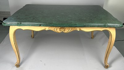 Lot 365 - A FRENCH PROVINCIAL DINING TABLE WITH FAUX...