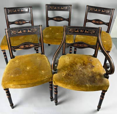 Lot 380 - A SET OF FIVE REGENCY NEOCLASSICAL REVIVAL...