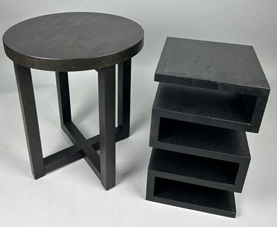 Lot 398 - TWO MODERNIST EBONISED SIDE TABLES (2)