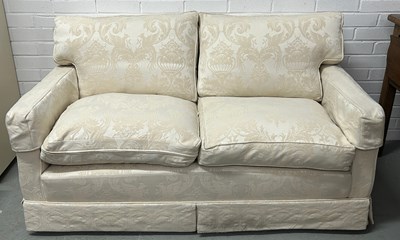 Lot 400 - A TWO-SEATER CONTEMPORARY WHITE SOFA...