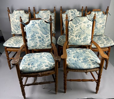 Lot 402 - A SET OF SIX SPANISH CHAIRS WITH RUSH SEATS...