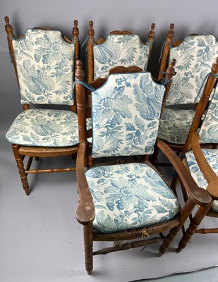 Lot 402 - A SET OF SIX SPANISH CHAIRS WITH RUSH SEATS...