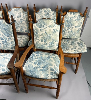 Lot 402 - A SET OF SIX SPANISH CHAIRS WITH RUSH SEATS...
