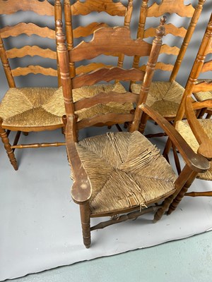 Lot 402 - A SET OF SIX SPANISH CHAIRS WITH RUSH SEATS...