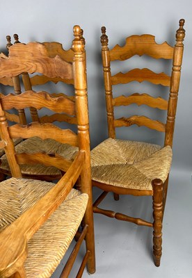 Lot 402 - A SET OF SIX SPANISH CHAIRS WITH RUSH SEATS...
