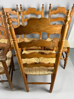 Lot 402 - A SET OF SIX SPANISH CHAIRS WITH RUSH SEATS...