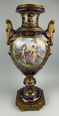 Lot 405 - A LARGE SEVRES STYLE VASE CIRCA 1900 WITH...