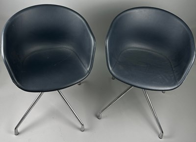 Lot 412 - A PAIR OF BLUE DANISH SWIVEL CHAIRS, 

Each on...