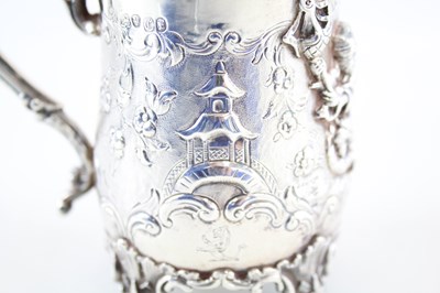 Lot 43 - VICTORIAN .925 STERLING SILVER FIGURAL CHRISTENING CUP