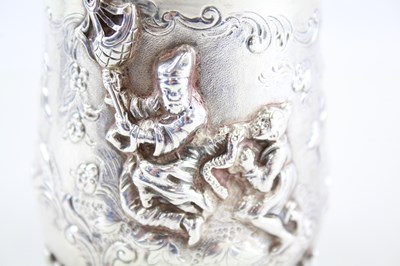Lot 43 - VICTORIAN .925 STERLING SILVER FIGURAL CHRISTENING CUP