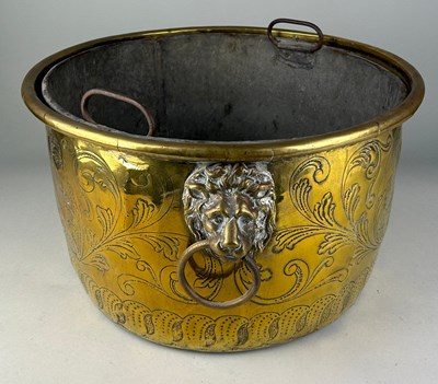 Lot 455 - A LARGE 19TH CENTURY BRASS LOG BIN OR COAL...