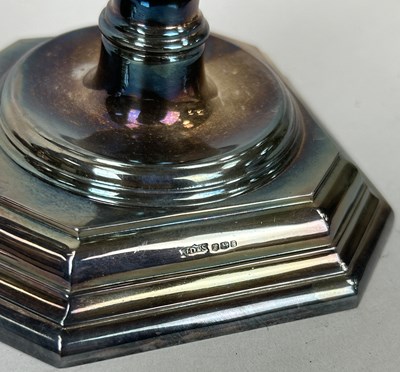 Lot 5 - A PAIR OF WEIGHTED SILVER CANDLESTICKS BY JAMES DEAKIN AND SONS