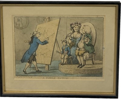 Lot 569 - HENRY WILLIAM BUNBURY (1750-1811): A HAND COLOURED PRINT 'A FAMILY PICTURE'