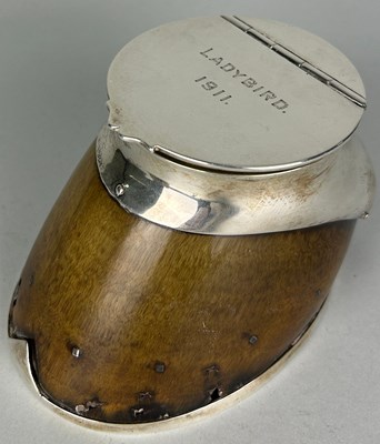 Lot 83 - A SILVER HORSE'S HOOF INKWELL 'LADYBIRD 1911'...