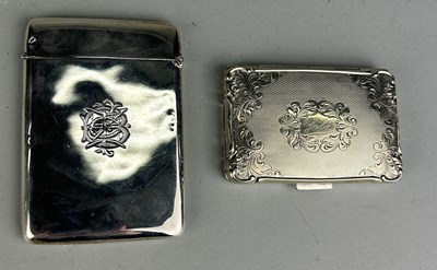 Lot 89 - A SILVER CIGARETTE CASE AND A SILVER CARD CASE,...