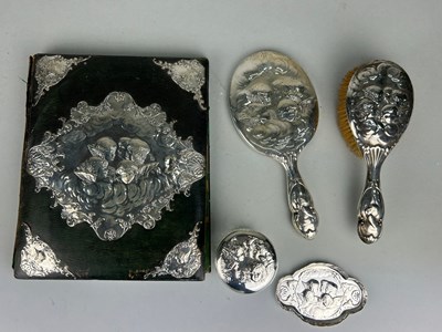 Lot 91 - A SILVER DRESSING TABLE SET CONSISTING OF A...