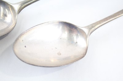 Lot 38 - 3X ANTIQUE .925 STERLING SERVING SPOONS INC GEORGIAN, HESTER BATEMAN ETC