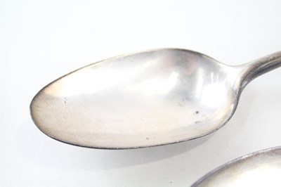 Lot 38 - 3X ANTIQUE .925 STERLING SERVING SPOONS INC GEORGIAN, HESTER BATEMAN ETC