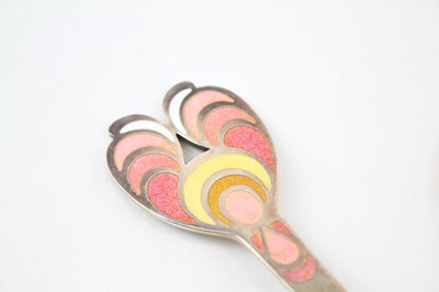 Lot 40 - 2X A.MICHELSEN .925 STERLING SILVER DENMARK COMMEMO SPOONS W/ ENAMEL 95g
