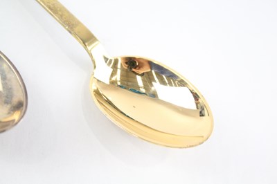 Lot 40 - 2X A.MICHELSEN .925 STERLING SILVER DENMARK COMMEMO SPOONS W/ ENAMEL 95g