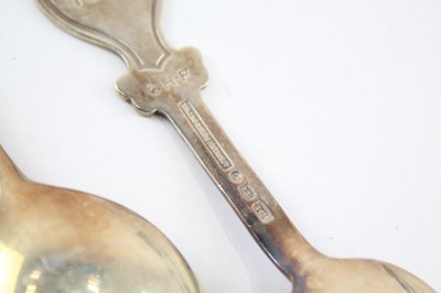 Lot 39 - 2X A.MICHELSEN .925 STERLING SILVER DENMARK COMMEMO SPOONS W/ ENAMEL 91g