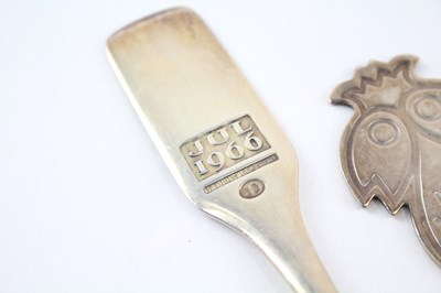 Lot 39 - 2X A.MICHELSEN .925 STERLING SILVER DENMARK COMMEMO SPOONS W/ ENAMEL 91g