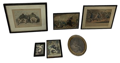 Lot 555 - SIX 18TH/19TH CENTURY FRAMED SATIRICAL CARTOON PRINTS