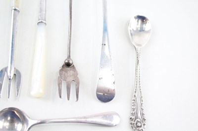 Lot 33 - 12X .925 STERLING SILVER CONDIMENT SPOONS & FORKS INC GEORGIAN ETC
