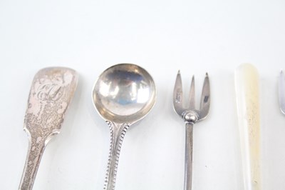 Lot 33 - 12X .925 STERLING SILVER CONDIMENT SPOONS & FORKS INC GEORGIAN ETC