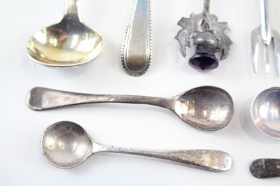 Lot 33 - 12X .925 STERLING SILVER CONDIMENT SPOONS & FORKS INC GEORGIAN ETC