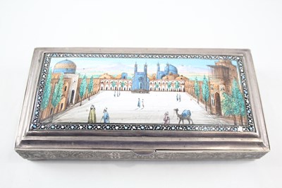 Lot 29 - .840 RUSSIAN SILVER ENAMEL DETAILED CIGARETTE BOX