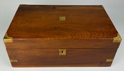 Lot 238 - A VICTORIAN MAHOGANY BRASS BOUND WRITING SLOPE,...