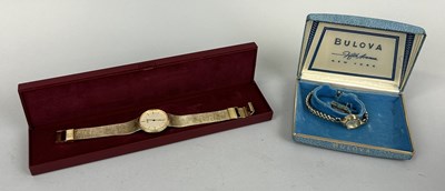 Lot 171A - A SEIKO JAPANESE GOLD TONE WRISTWATCH ALONG WITH A BULOVA LADIES WRISTWATCH