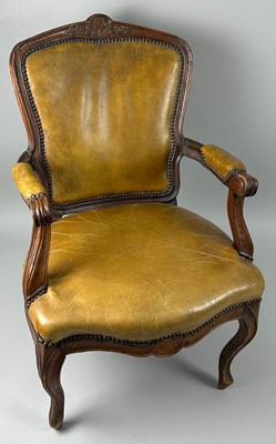 Lot 299 - A 19TH CENTURY FRENCH WALNUT FAUTEUIL, 

The...